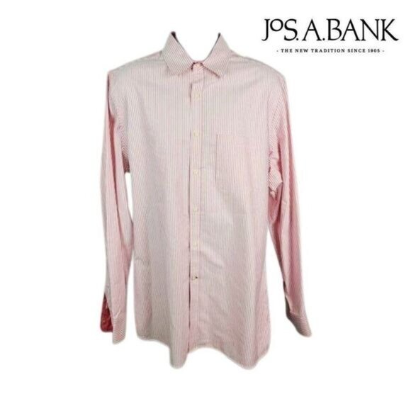 Jos A Bank 1905 Collection Mens Dress‎ Shirt Tailored Fit Linen Look Stripe - Picture 2 of 6